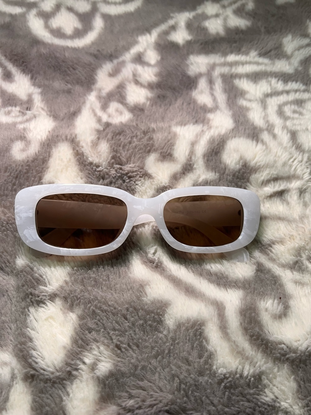 Chunky White Square Sunglasses with Brown Lenses